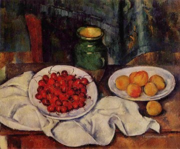  Plato Obras - Naturaleza muerta con un plato de cerezas 1887 Paul Cezanne